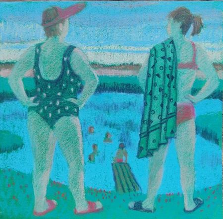 Екатерина Маланьина (Авторская графика - 
                  24 x 24 см) Купальщицы