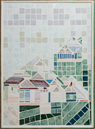 Татьяна Будяк (Объект - 
                  46 x 62 см) Домики на горе