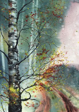 Алла Валежина (Авторская графика - 
                  30 x 42 см) Осенний блюз