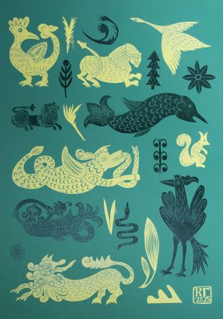 Кузьма Григорьев (Графика печатная - 
                  50 x 70 см) Сказочный бестиарий