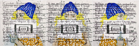 Елена Треуголка (Картина, живопись - 
                  180 x 60 см) Мужик в синей шапке, который пизданул у меня телефон 1 марта в 22:13 на последнем маршруте #37