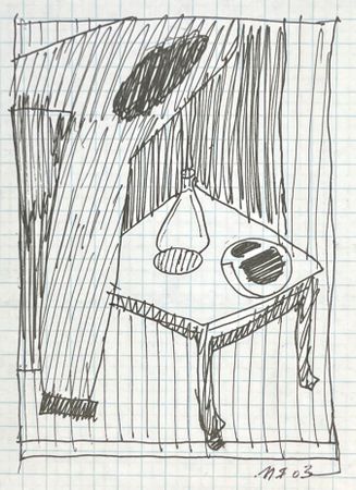 Марсель Ялалов (Авторская графика - 
                  23 x 32 см) Синий натюрморт