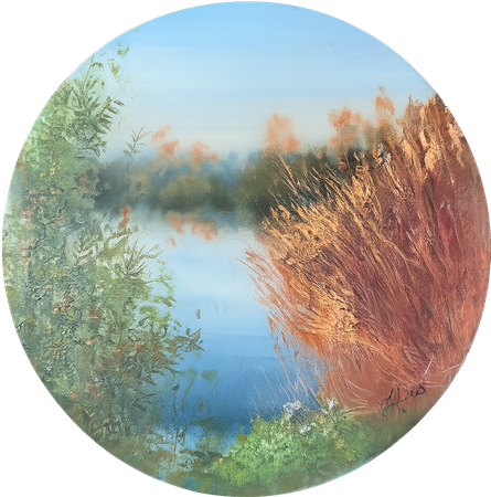 Динара Хёртнагль (Картина, живопись - 
                  40 x 40 см) Камыши