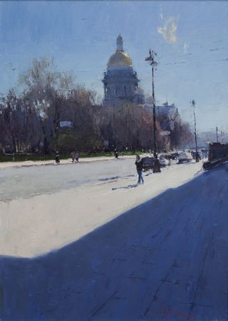 Евгений Бурцев (Картина, живопись - 
                  50 x 70 см) Свет и тень у Исаакиевского