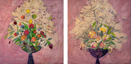 Санжар Джаббаров (Картина, живопись - 
                  240 x 120 см) Диптих "Букеты"