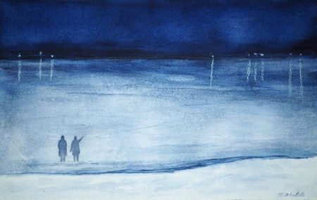 Заира Жабали (Авторская графика - 
                  31 x 20 см) Зимняя ночь