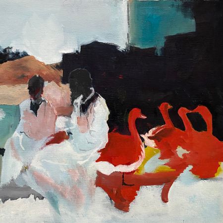 Елена Троянская (Картина, живопись - 
                  30 x 30 см) Беседа Сомолона с царицей Савской