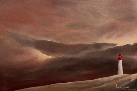 Андрей Алексеенко (Авторская графика - 
                  60 x 40 см) Кто-то на маяке
