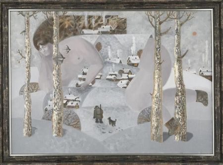 Юлия Шадрина (Картина, живопись - 
                  84 x 59 см) "Утро в Чусовом" из диптиха "Зимушка"