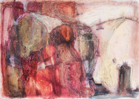 Елена Дуванова (Авторская графика - 
                  69 x 49 см) Красная крыша, синее кресло