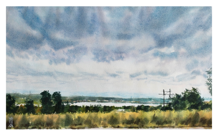 Александр Кормилицын (Авторская графика - 
                  42 x 25.7 см) Облака над Камскими просторами