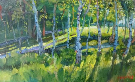 Людмила Кылыч (Картина, живопись - 
                  54 x 32 см) Березовая роща