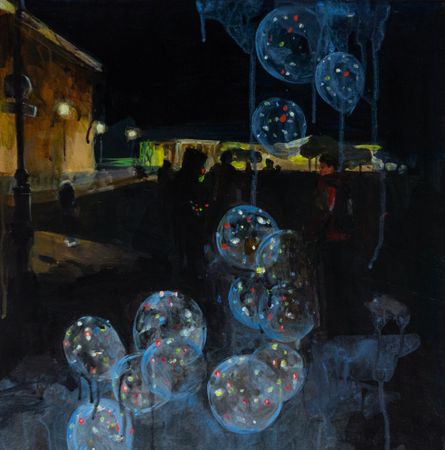 Лариса Шелиховская (Авторская графика - 
                  38 x 39 см) Шарики