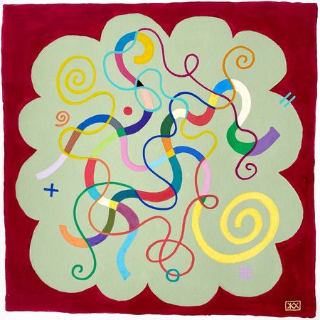 Женя Хитрова (Авторская графика - 
                  26 x 26 см) Винно-мятное