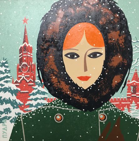 Олег Осьмук (Пудра) (Картина, живопись - 
                  46 x 46 см) Снег пошёл