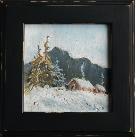 Светлана Юматова (Картина, живопись - 
                  27 x 27 см) Затопили печку