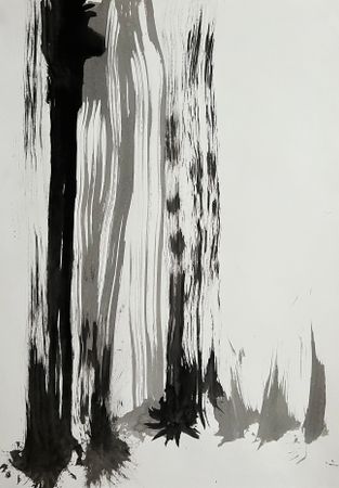 Ольга Кожевникова (Авторская графика - 
                  45.5 x 60 см) Дождь 1.1