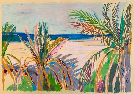 Елизавета Тульчинская (Авторская графика - 
                  44.5 x 31 см) Солнечный день в Африке