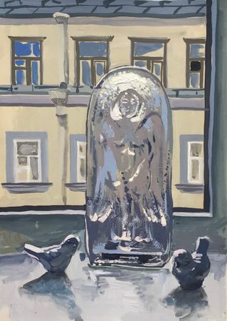 Елизавета Тарасова (Авторская графика - 
                  14 x 20.2 см) Подоконник