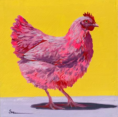 Светлана Евсеева (Картина, живопись - 
                  40 x 40 см) Розовое на желтом