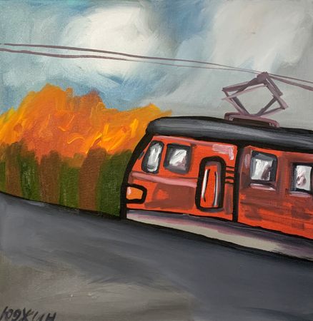 Юджин (Картина, живопись - 
                  50 x 50 см) Электричка