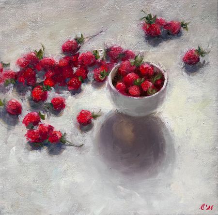 Екатерина Феоктистова (Картина, живопись - 
                  35 x 35 см) Клубника