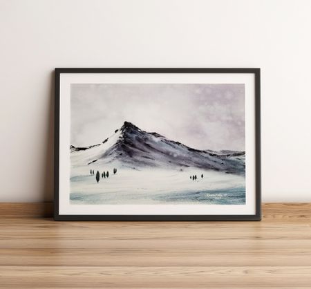 Светлана Юматова (Авторская графика - 
                  45 x 30 см) Горный зимний пейзаж #1