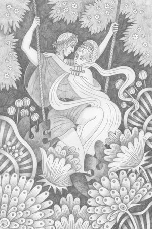 Витана Маковская (Авторская графика - 
                  21 x 29.7 см) Влюбленные на качелях