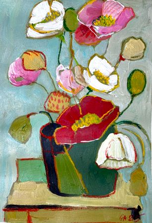 Анна Голубь (Авторская графика - 
                  29.5 x 41.5 см) Маки в зеленом горшке