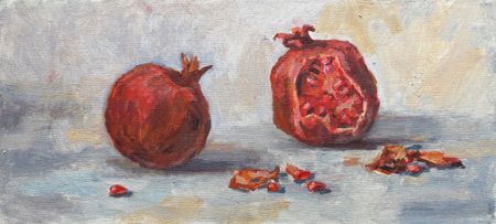 Елена Санина (Картина, живопись - 
                  36 x 16 см) Гранат. Этюд
