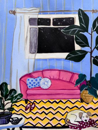 Елена Королева (Авторская графика - 
                  21 x 29.7 см) Вечер дома