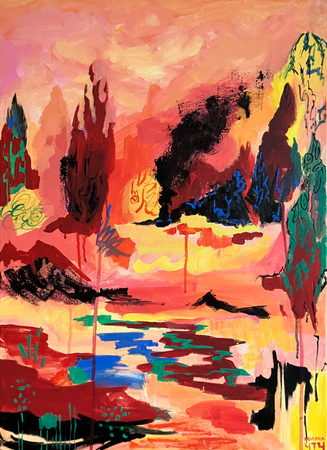 Милана Чтч (Картина, живопись - 
                  50 x 70 см) Долина с горящими источниками