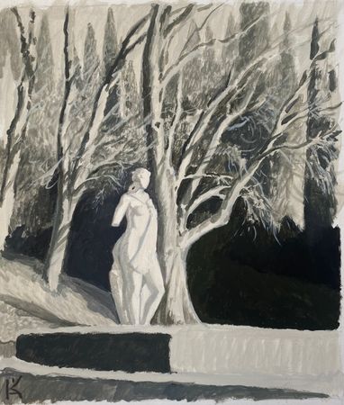 Алексей Кротов (Авторская графика - 
                  24 x 28 см) Скульптура в саду