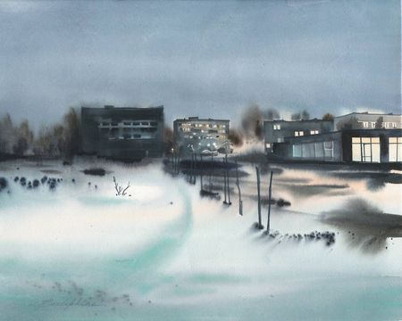 Ольга Безлепкина (Авторская графика - 
                  60 x 50 см) Заброшка