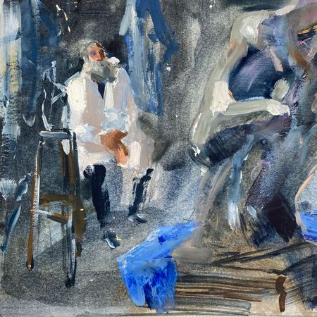Алина Буглеева (Авторская графика - 
                  11 x 12 см) Роден в мастерской