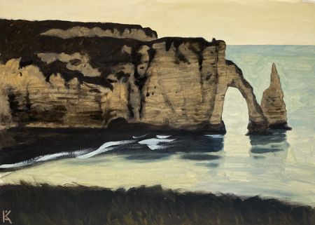 Алексей Кротов (Авторская графика - 
                  42 x 30 см) Скалы на берегу Этрета