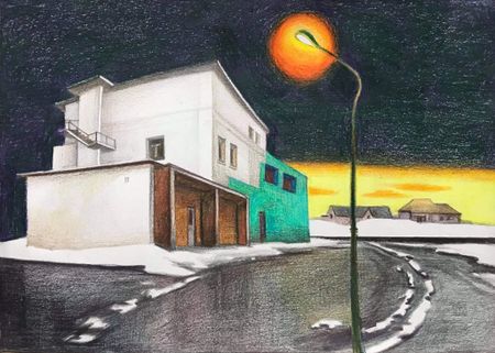 Александра Курьянова (Авторская графика - 
                  29.7 x 21 см) Желтый закат