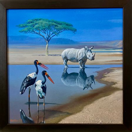 Игорь Кириллов (Картина, живопись - 
                  51 x 51 см) Белый носорог
