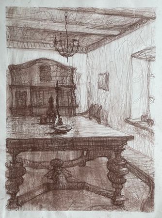 Анастасия Давыдова (Авторская графика - 
                  30 x 40 см) Столовая Ганнибалов