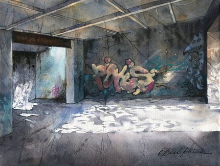 Ольга Безлепкина (Авторская графика - 
                  40 x 30 см) Стены 3