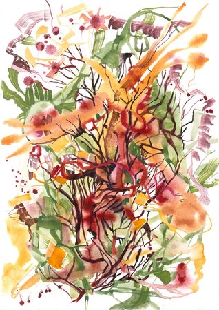 Елена Ширяева (Авторская графика - 
                  43 x 54 см) Осень по венам