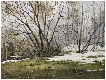 Ангелина Иванова (Авторская графика - 
                  38 x 28 см) Тает первый снег