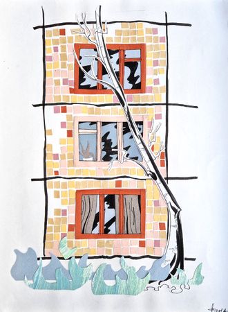 Валерия Финина (Коллаж / ассамбляж - 
                  30 x 40 см) Солнечный день