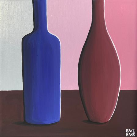 Светлана Евсеева (Картина, живопись - 
                  30 x 30 см) Интерьерный натюрморт с вазой и бутылкой