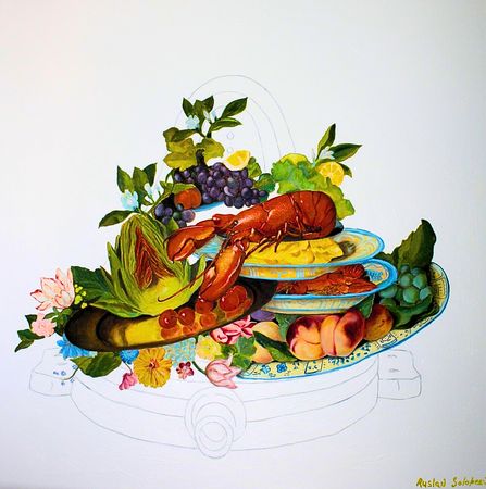 Ruslan Solopeev (Картина, живопись - 
                  100 x 100 см) После ужина