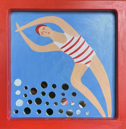 Ксения Хромцова (Картина, живопись - 
                  25 x 25 см) Ныряя в воду