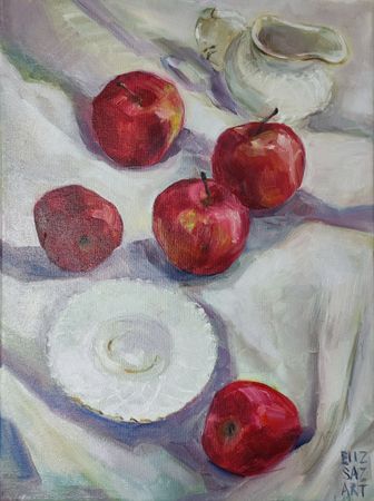 Елизавета Сазонова (Картина, живопись - 
                  30 x 40 см) Натюрморт с яблоками