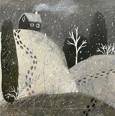 AlisaVostorg (Картина, живопись - 
                  20 x 20 см) Дорога снежная до дома теплого