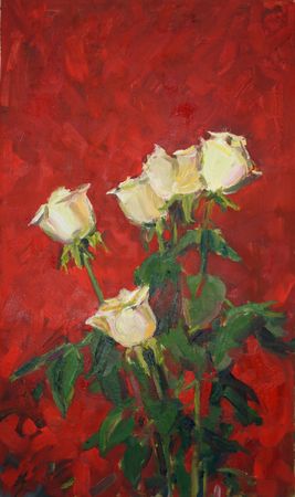 Елена Санина (Картина, живопись - 
                  30 x 50 см) Красное и белое