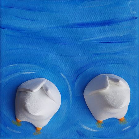 Оливия Лем (Картина, живопись - 
                  15 x 15 см) Гуси-искатели